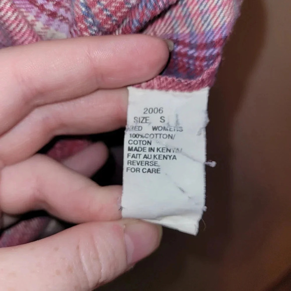 Women's size small Woolrich Pink Flannel button down shirt 100% cotton LOT C10 - Picture 11 of 11